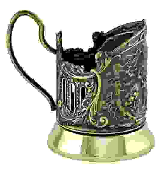 Подстаканник "Мишки в лесу" латунный