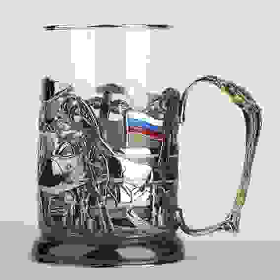 Подстаканник "Воздушно-космические силы (ВКС)" латунный с эмалью