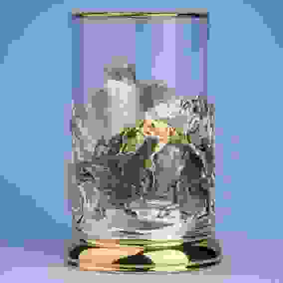 Подстаканник "Охота на кабана" посеребренный с позолотой