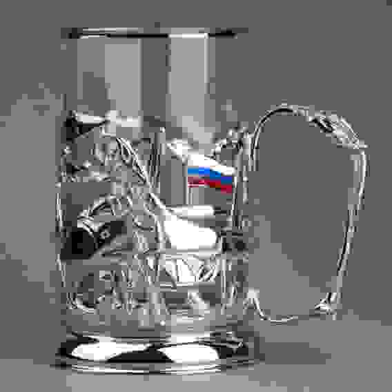 Подстаканник "Военно-космические силы" (ВКС)" никелированный с эмалью